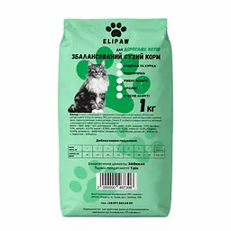 Сухой корм для взрослых кошек Elipaw рыбное ассорти, 1 кг, на вес