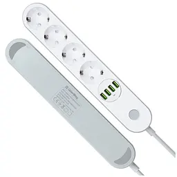 Мережевий фільтр живлення ColorWay CW-CHE44W, 4 розетки/4USB White 2M (CW-CHE44W) - мініатюра 4