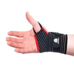 Кистьові бинти Power System PS-6000 Elastic Wrist Support Black/Red (пара) (PS-6000_Black) - мініатюра 2