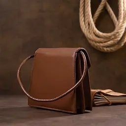 Сумка з лініями Vintage sale_14933 17,5х15,5х6 см Коричневий - мініатюра 5