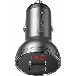 Автомобільний зарядний пристрій Baseus Digital Display Dual USB 4.8A 24W grey (CCBX-0G)