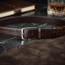 Ремінь чоловічий з натуральної шкіри крокодила коричневий CROCODILE LEATHER 18178 100 см - мініатюра 4