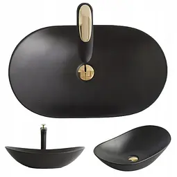 Умивальник Rea Royal 60 black mat накладний чорний REA-U0442, Чорний матовий - мініатюра 5