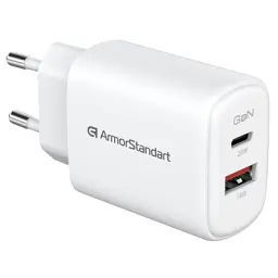 Зарядний пристрій Armorstandart 1xUSB-C + 1xUSB 20W GaN white (ARM89531) - мініатюра 7
