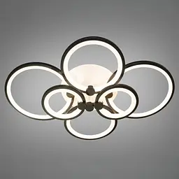 Стельова LED-люстра Diasha 8022/6BK 110W, 6 кілець, 3 кольори світла, Ø58×80 см, диммер, пульт