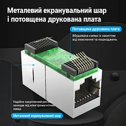 Мережевий з’єднувач Keystone для подовження кабелю Vention Ethernet-муфта гнізда RJ45 мама-мама Cat.7 FTP для встановлення в настінну панель або патч-панель чорний (IPWB0) - мініатюра 4