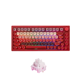 Ігрова механічна дротова клавіатура Veekos K75 / Frost Pink Switch / Hot-Swap / Red - мініатюра 2