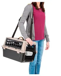 Переноска для собак та котів Ferplast Atlas Trendy Plus 10 з ременем чорно-бежева до 5 кг 32.5x48x29 см 73027099 - мініатюра 2