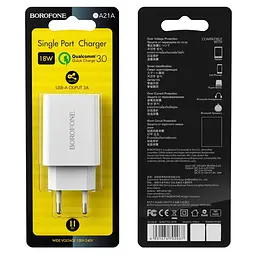 МЗП Borofone BA21A Long journey QC3.0 3A (1USB-A) Білий - мініатюра 5