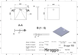 Душовий піддон Miraggio Brugge 900 mirastone black 0000455 Чорний матовий - мініатюра 2