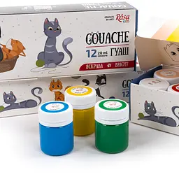 Набір гуашевих фарб Cats 12*20мл, ROSA Kids 301211 - мініатюра 2