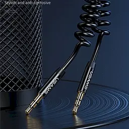 Кабель аудіо Usams SJ256YP01 Spring Audio Cable AUX 3.5 мм AUX 3,5 мм 1,2 m Black (6958444959306) - мініатюра 3