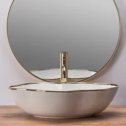 Умивальник Rea Pearl gold edge накладний білий REA-U0696, Білий - мініатюра 4