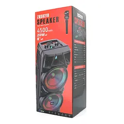 Потужна акустична система з підсвічуванням ZQS8210, 2*20W, 1*Bluetooth мікрофон, пульт, вбудований акум 4500mAh, живлення 220В, Black, Box - мініатюра 2