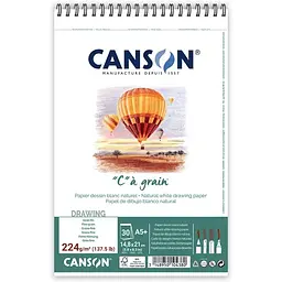 Альбом для ескізів та рисунку на спіралі Canson CÀGRAIN 224г/м2 30л білий папір 