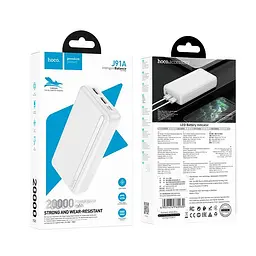 Портативный аккумулятор Hoco power bank J91A 20000mAh батарея внешняя белая - миниатюра 2