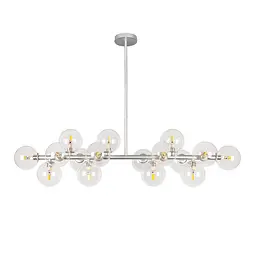 Люстра стельова Levistella 7841020-16 GAB+CL (S), 16 плафонів, срібний метал, скляні плафони, сучасний стиль для дому