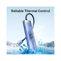 Концентратор Vention USB 3.1 Type-C to HDMI/USB 3.0x3/PD 100W Blue Aluminum Alloy Hub 5-in-1 (TGESB) - мініатюра 8