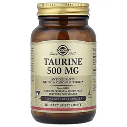 Таурин Taurine 500 mg 100 рослинних капсул Solgar vit0004873