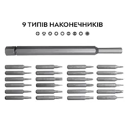 Набір магнітних прецизійних викруток Kit Bits SET 1, 25 в 1 для точних робіт та дрібного ремонту в кейсі - мініатюра 2