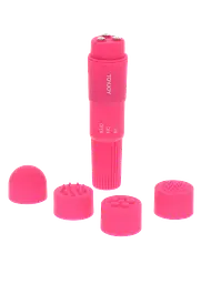 Вібромасажер з насадками Toy Joy Funky Massager, 10х2.5 см (рожевий)