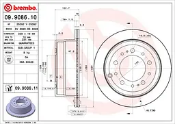Диск гальмівний вентильований Lexus Lx II, Toyota Land Cruiser 100 97-08р Brembo (09.9086.11) - мініатюра 2