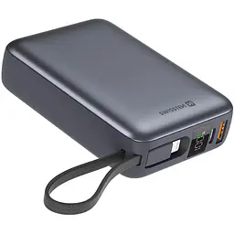 Батарея універсальна SWISSTEN 20000mAh SPACE 22/5W PD QC w/built-in cables USB-C/LIGHTNING Silver (8595217490598)