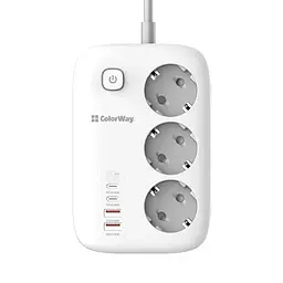 Мережевий фільтр GaN3 Pro, 3 розетки, 2 м, White ColorWay teh0028204