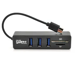 Розгалужувач USB-Хаб Type-C — 3xUSB 3.0 Voltronic P-3101 Combo Card Reader - мініатюра 1