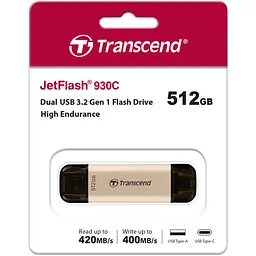USB флеш накопичувач Transcend 512GB JetFlash 930C Gold-Black USB 3.2/Type-C (TS512GJF930C) - мініатюра 8