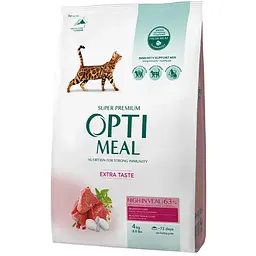 Сухий корм для дорослих котів Optimeal Adult Cat High in Veal із телятиною 4 кг