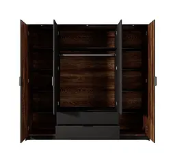 Шафа для одягу Perfect Home Мілтон / Milton 4-дверна з дзеркалом 4D2S/220 Каштан/антрацит (PFH-091085) - мініатюра 4