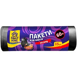 Пакети для смiття Family Home 60л Чорні 15шт