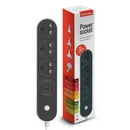 Мережевий фільтр olorWay 3 розетки, 3xUSB, 1.8м, Black (CW-CHU33B) - мініатюра 6