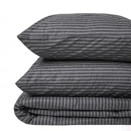 Літній постільний комплект MirSon №2949 Сolor Fun Line Stripe Black Silk 2х155х215 см чорний (2200010965582) - мініатюра 2