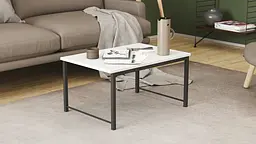 Стіл журнальний приставний Террі Комбо Ferrum-decor 345x662x440 Чорний метал ДСП Білий 16 мм (FRD-105136) - мініатюра 4