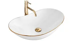 Умивальник Rea Royal Gold Edge 36x62,5 white (REA-U8570), Глянцева