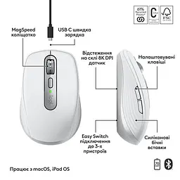 Миша бездротова Logitech MX Anywhere 3S for Mac Pale Grey (910-006946) - мініатюра 7