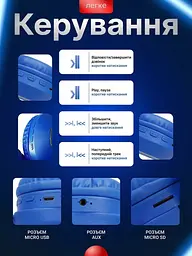 Навушники дитячі Bluetooth Stitch складні з мікрофоном, сині (6047418640) - мініатюра 4