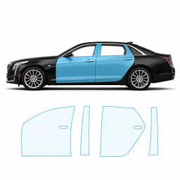 Антигравійна захисна бронеплівка за лекалами для Cadillac CT6 I 2016-2018 - зони дверей і стійки вікон