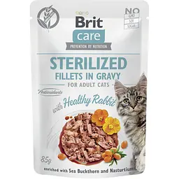 Корм вологий для стерилізованих котів Brit Care Cat Sterilized філе в соусі з кроликом пауч 85 г