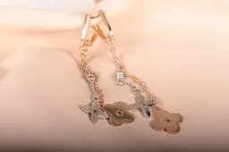 Сережки з білого і червоного золота S-0100 - мініатюра 4