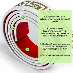 Молдинг 3000x50x6 мм Білий із золотом SW-00002688 - мініатюра 4