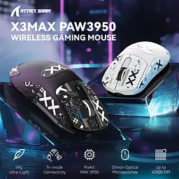 Ігрова бездротова мишка Attack Shark X3MAX / Три режими підключення / 42000DPI / Сенсор PAW3950 / Black - мініатюра 3