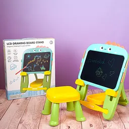 Мольберт розвивальний дитячий дошка і стільчик, LCD дисплей (рожевий)