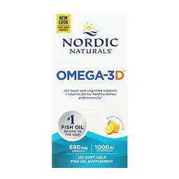 Омега-3 риб'ячий жир Nordic Naturals для серця, мозку та зору 120 софтгелів