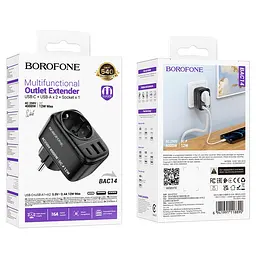 Мережевий фільтр Borofone BAC14 Wide 1-socket wall outlet (1C2A) (EU/GER) чорний - мініатюра 2