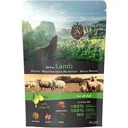 Вологий корм для собак Ambrosia Mediterranean паштет з ягням 150 г 