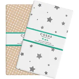 Набір простирадл на резинці Cosas Dots & Star 60х120х12 см (SetSheet_DropBeige_StarGrey_120x60) - мініатюра 4
