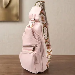 Жіноча слінг сумка через плече з екошкіри Vintage 22750 рожева